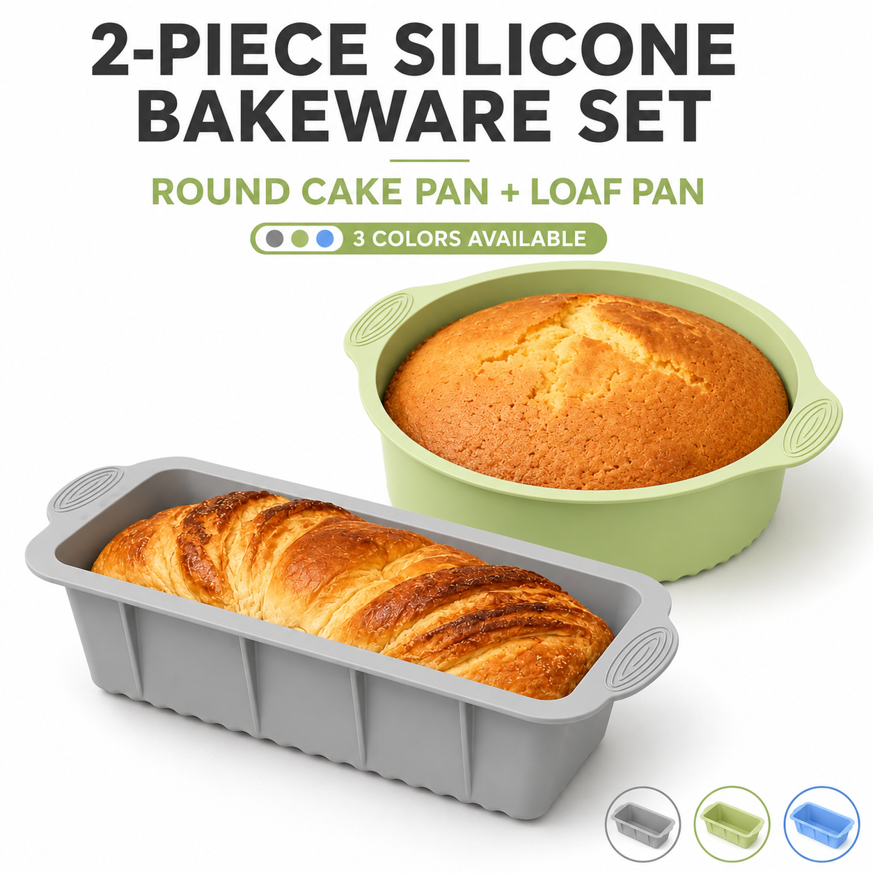 Commercial Kitchen Pots And Pans - 2 Pack Silicone Cake Pan And