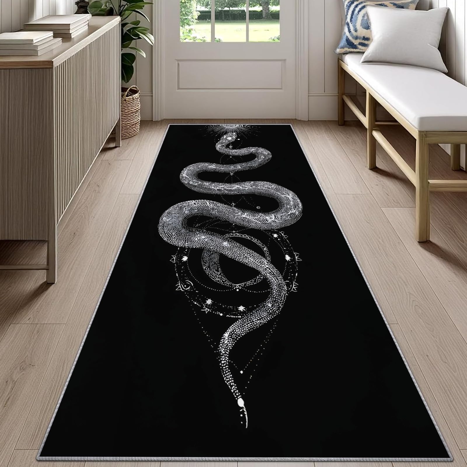 Snake Print Runner Rug Black B – Commercial Kitchen Background recenzja i cena