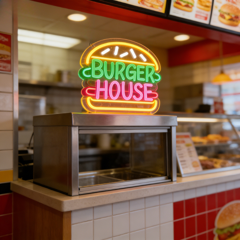 Cartoon Burger House Neon LED  – Commercial Kitchen Walls recenzja i cena