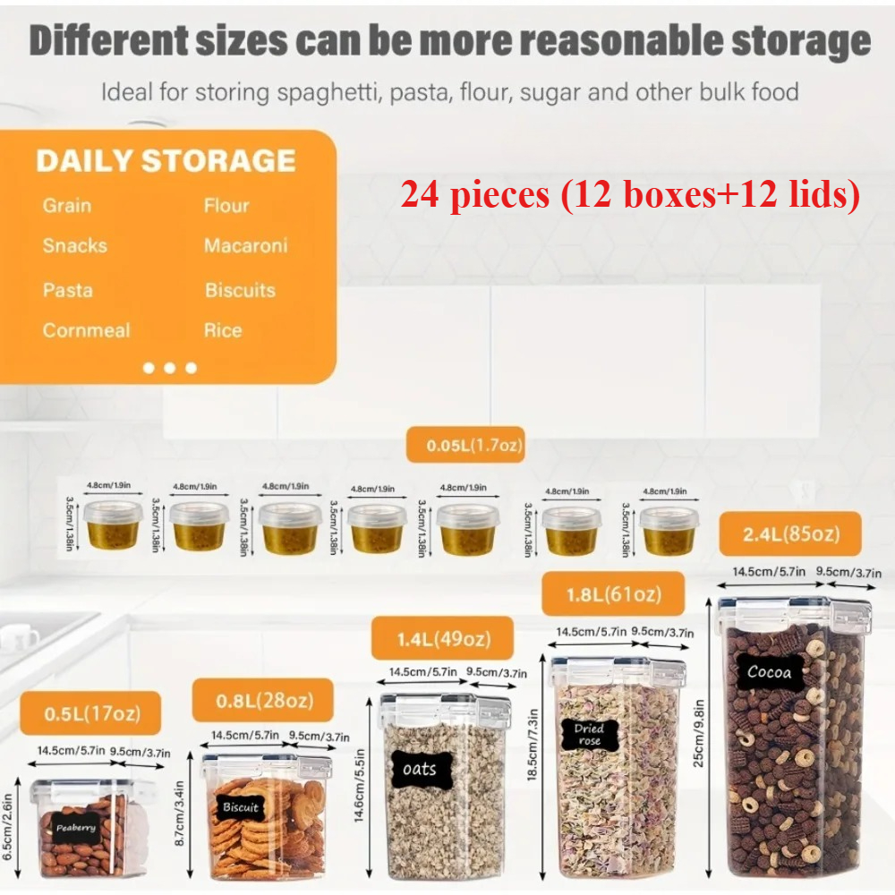 24Pcs Food Storage Containers  – Commercial Kitchen Utensil Holder recenzja i cena