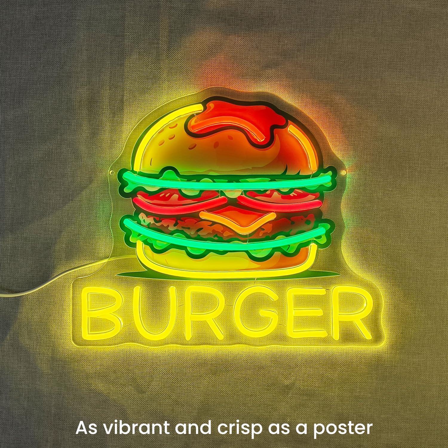 Burger Neon Sign, LED Hamburge – Commercial Kitchen Walls recenzja i cena