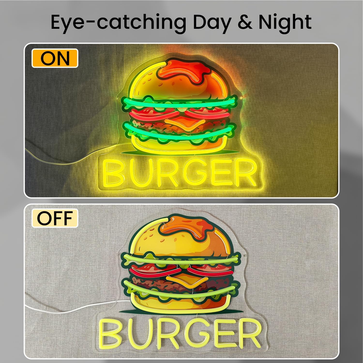 Burger Neon Sign, LED Hamburge – Commercial Kitchen Walls recenzja i cena