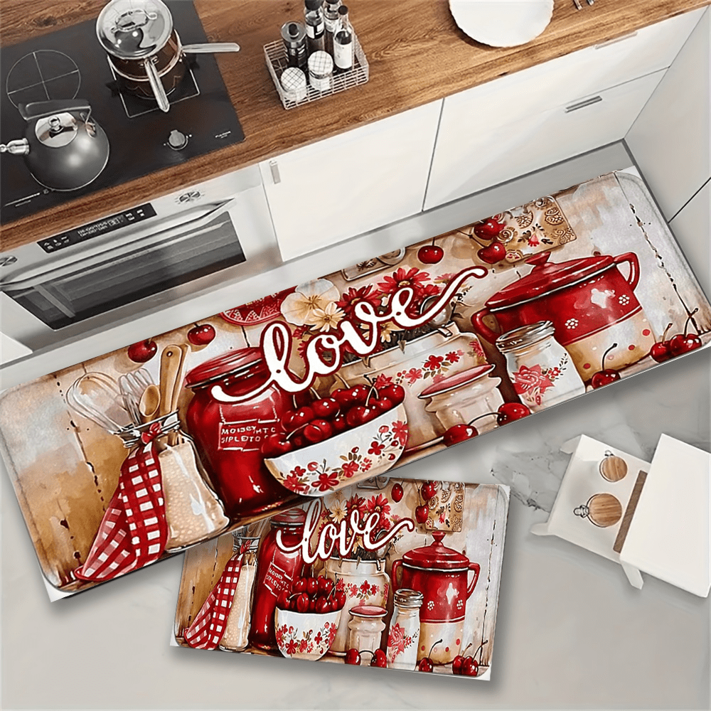 Vintage Red Love Cherry Patter – Commercial Kitchen Background recenzja i cena