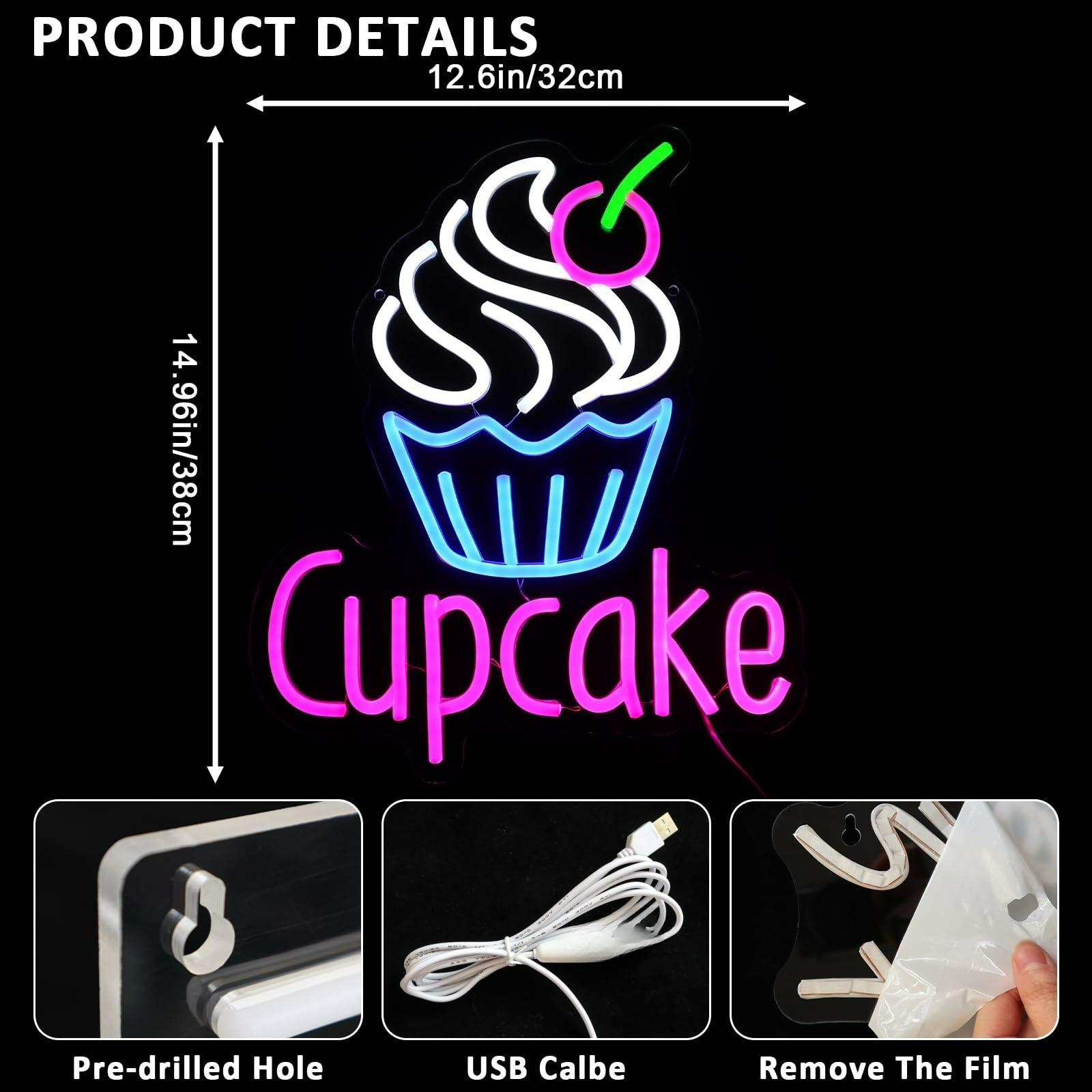 Cupcake Neon Sign for Wall Dec – Commercial Kitchen Store recenzja i cena