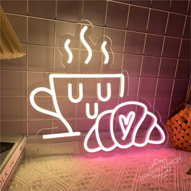 Coffee Bread Neon Sign Croissa – Commercial Kitchen Walls recenzja i cena