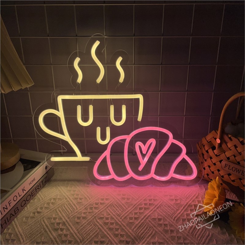 Coffee Bread Neon Sign Croissa – Commercial Kitchen Walls recenzja i cena