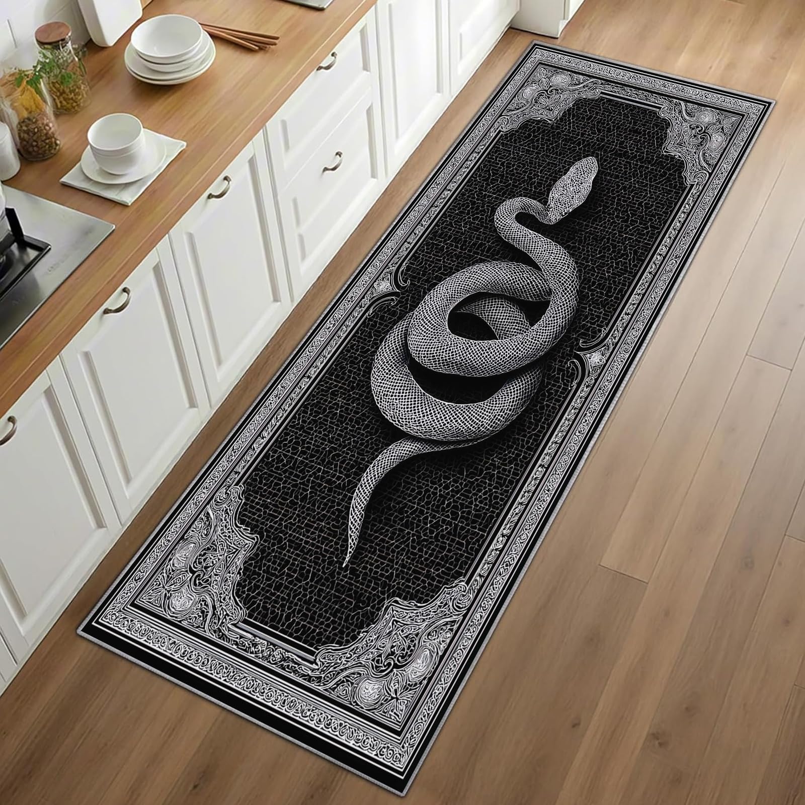 Gothic Snake Runner Rug Black  – Commercial Kitchen Background recenzja i cena