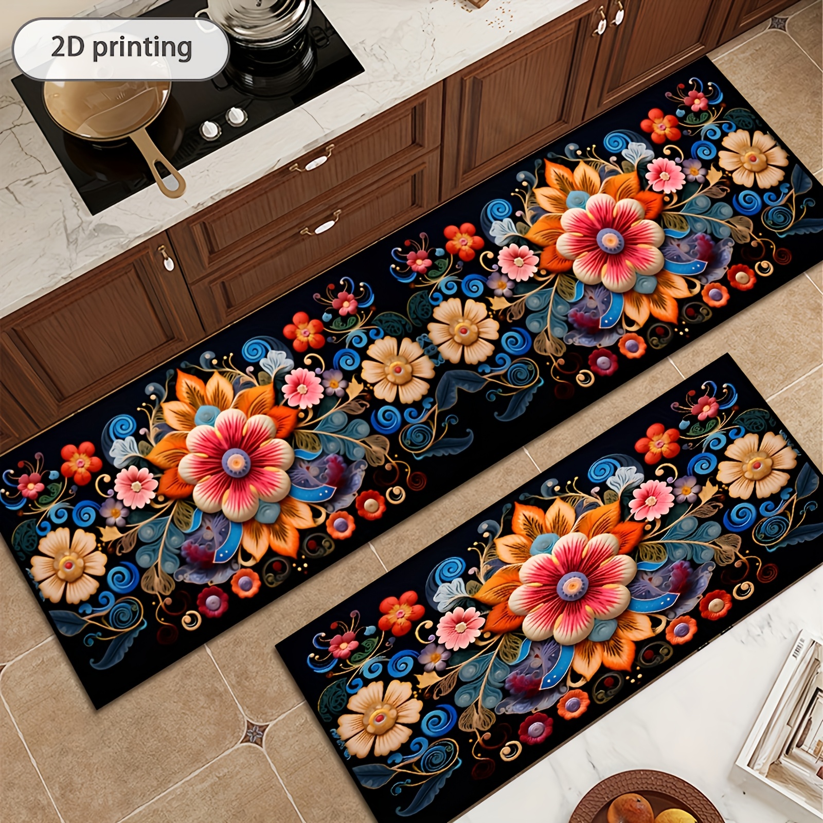 2D Printing Retro Floral Patte – Commercial Kitchen Background recenzja i cena