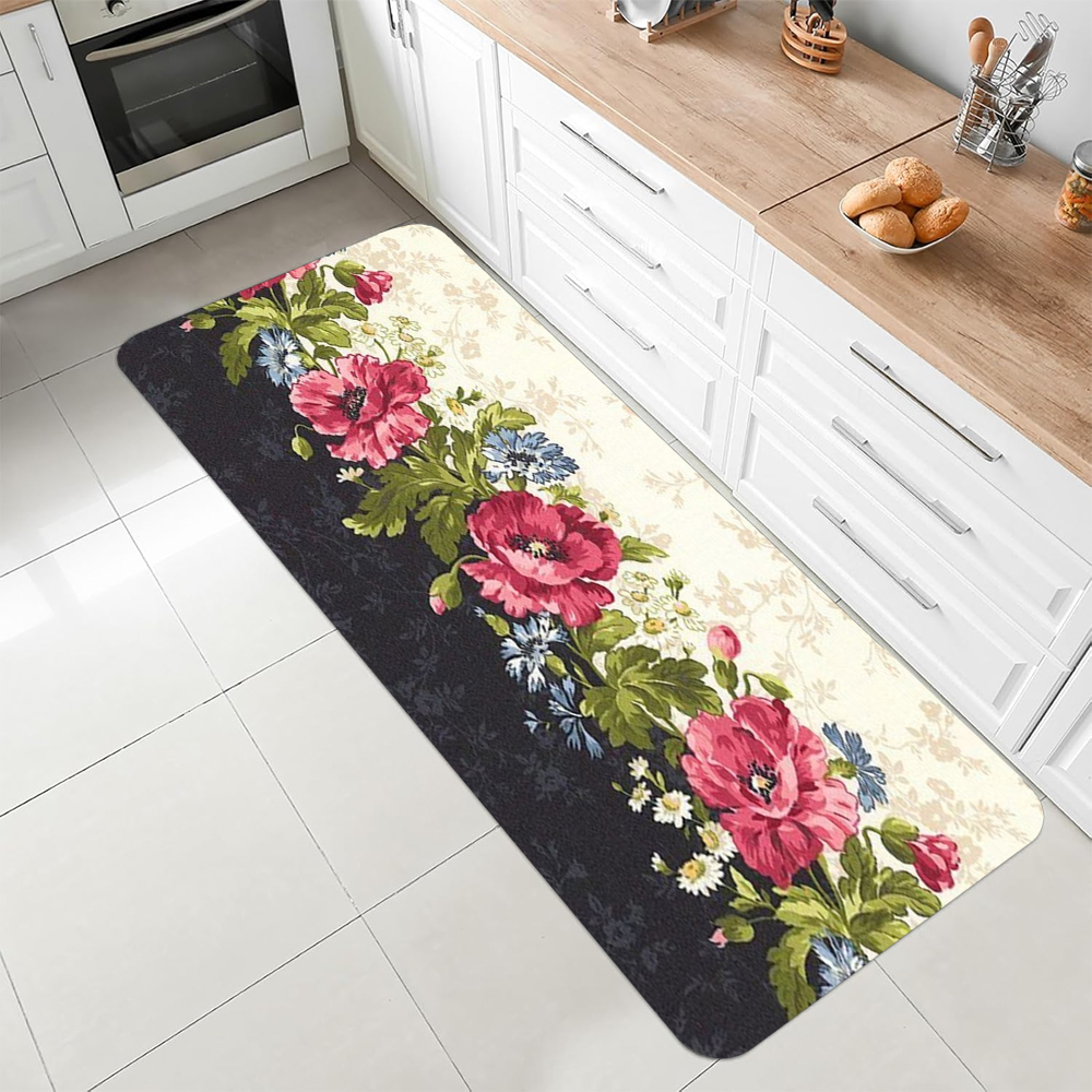 Vintage Pink Floral Black Back – Commercial Kitchen Background recenzja i cena