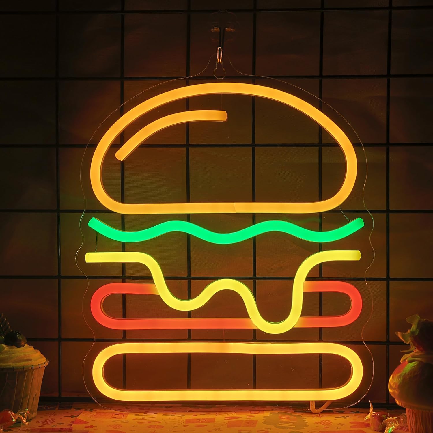 Burger Neon Sign with Layered  – Commercial Kitchen Walls recenzja i cena