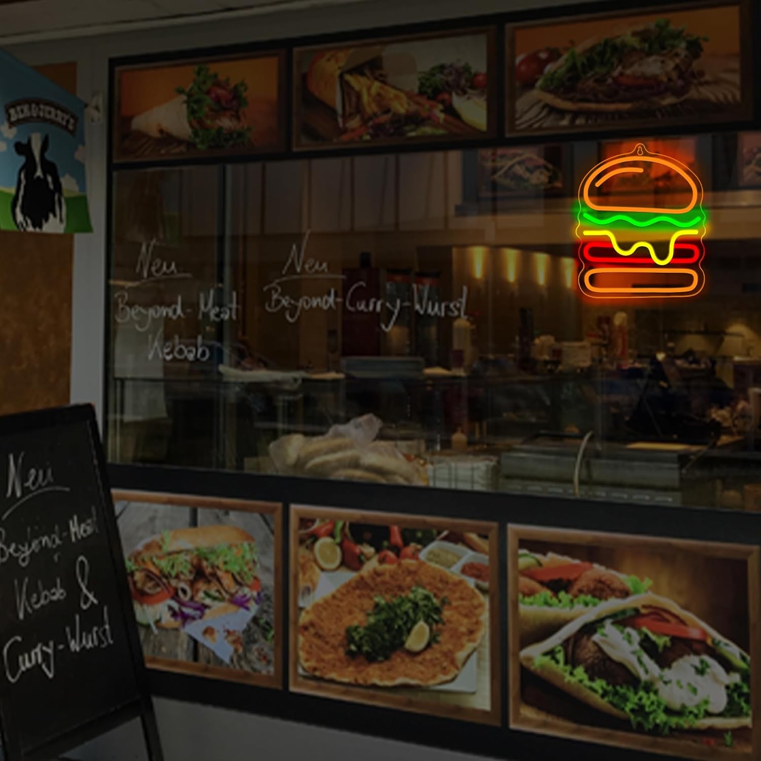 Burger Neon Sign with Layered  – Commercial Kitchen Walls recenzja i cena