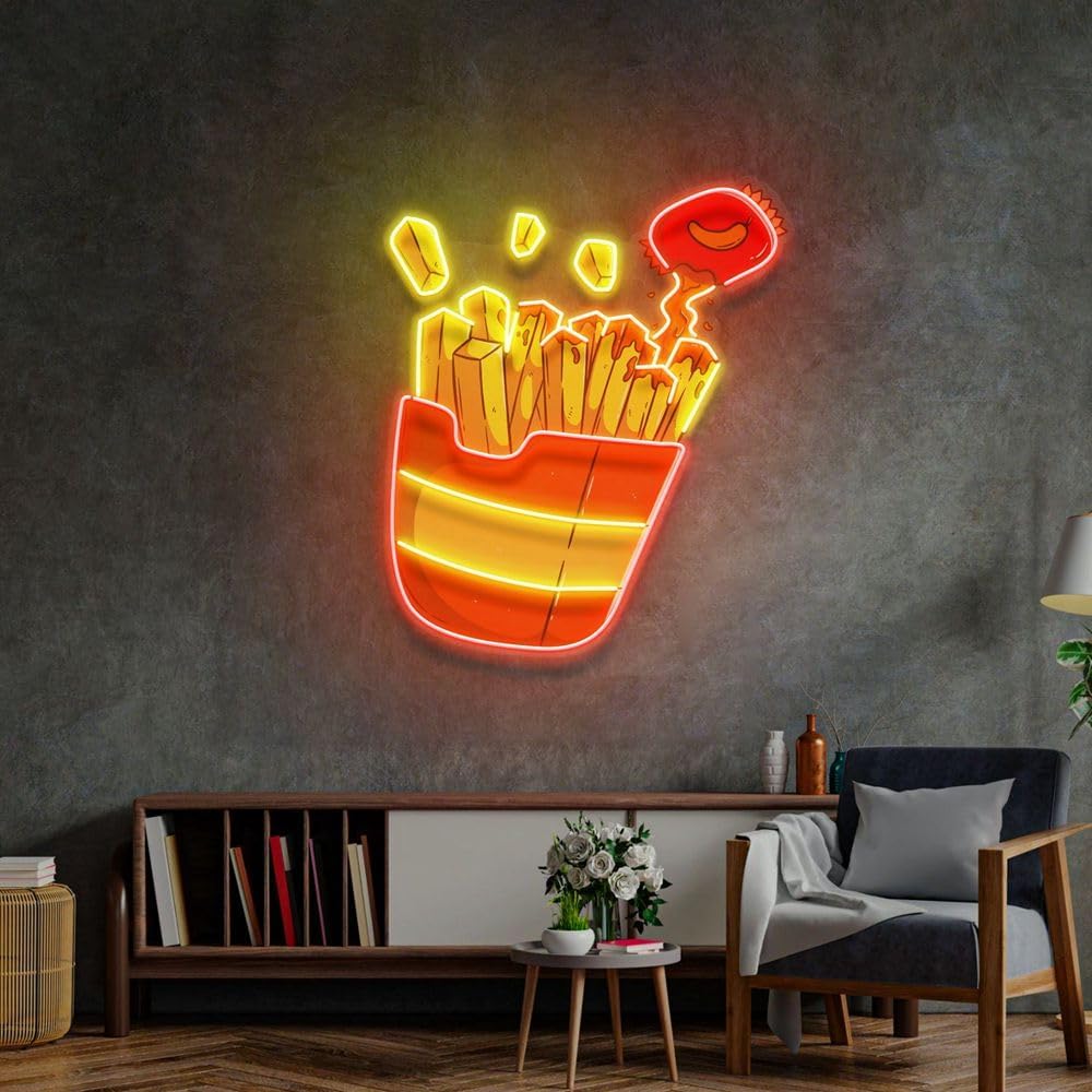 Custom French Fries Neon Sign  – Commercial Kitchen Walls recenzja i cena
