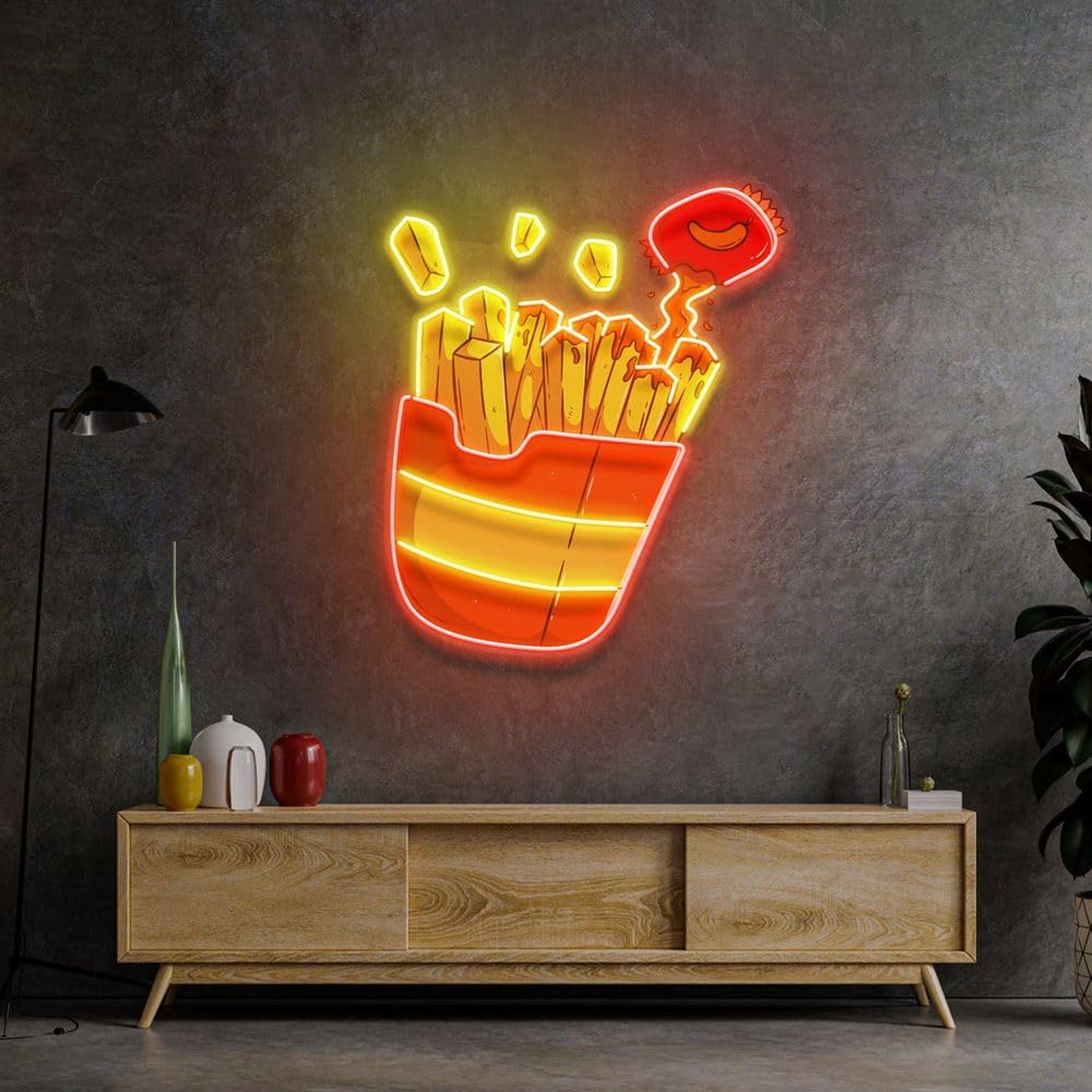 Custom French Fries Neon Sign  – Commercial Kitchen Walls recenzja i cena