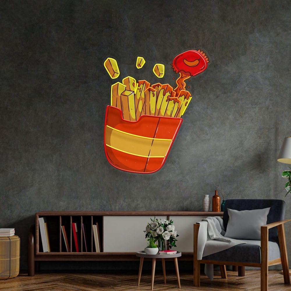 Custom French Fries Neon Sign  – Commercial Kitchen Walls recenzja i cena