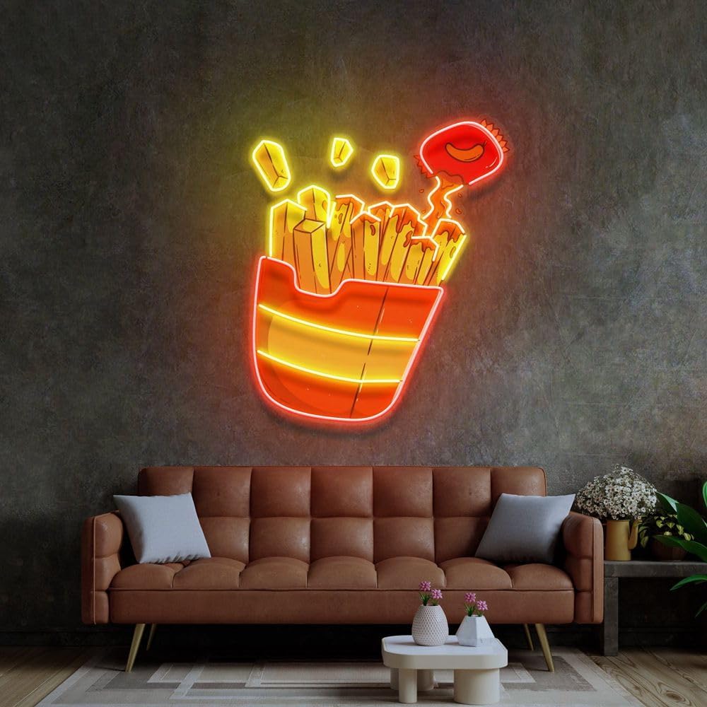 Custom French Fries Neon Sign  – Commercial Kitchen Walls recenzja i cena