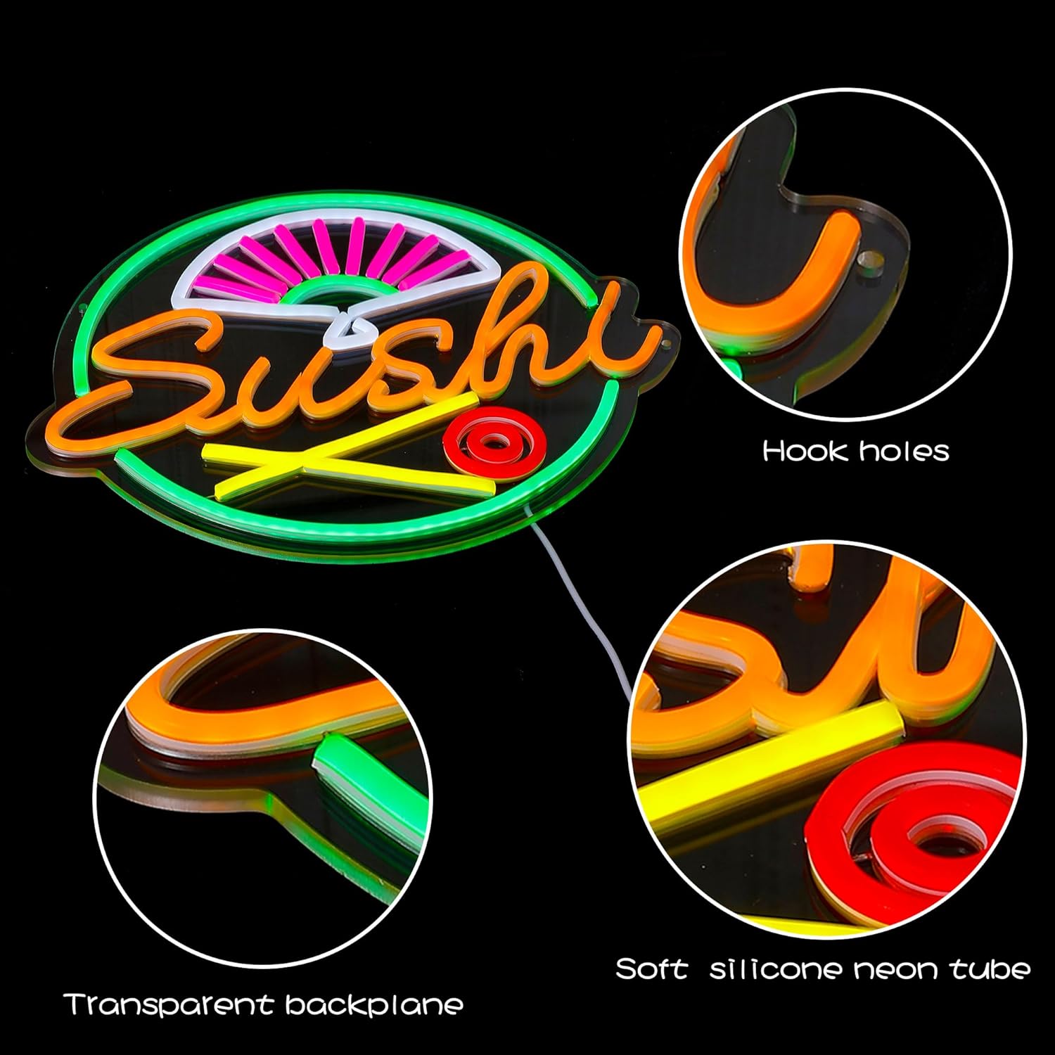 Sushi Neon Sign for Wall Decor – Commercial Kitchen Walls recenzja i cena