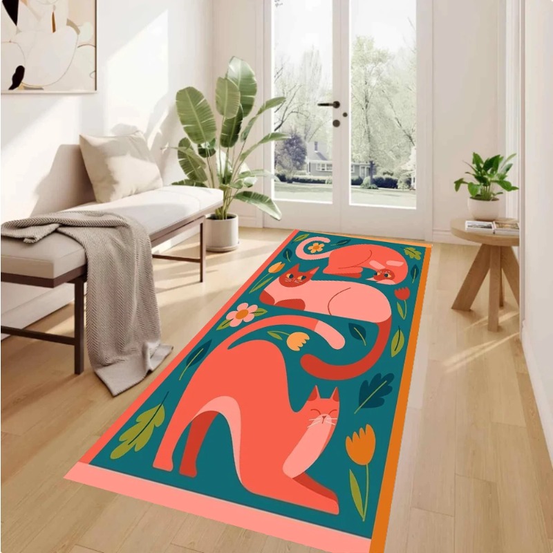 Retro Color Block Red Cat Flor – Commercial Kitchen Background recenzja i cena