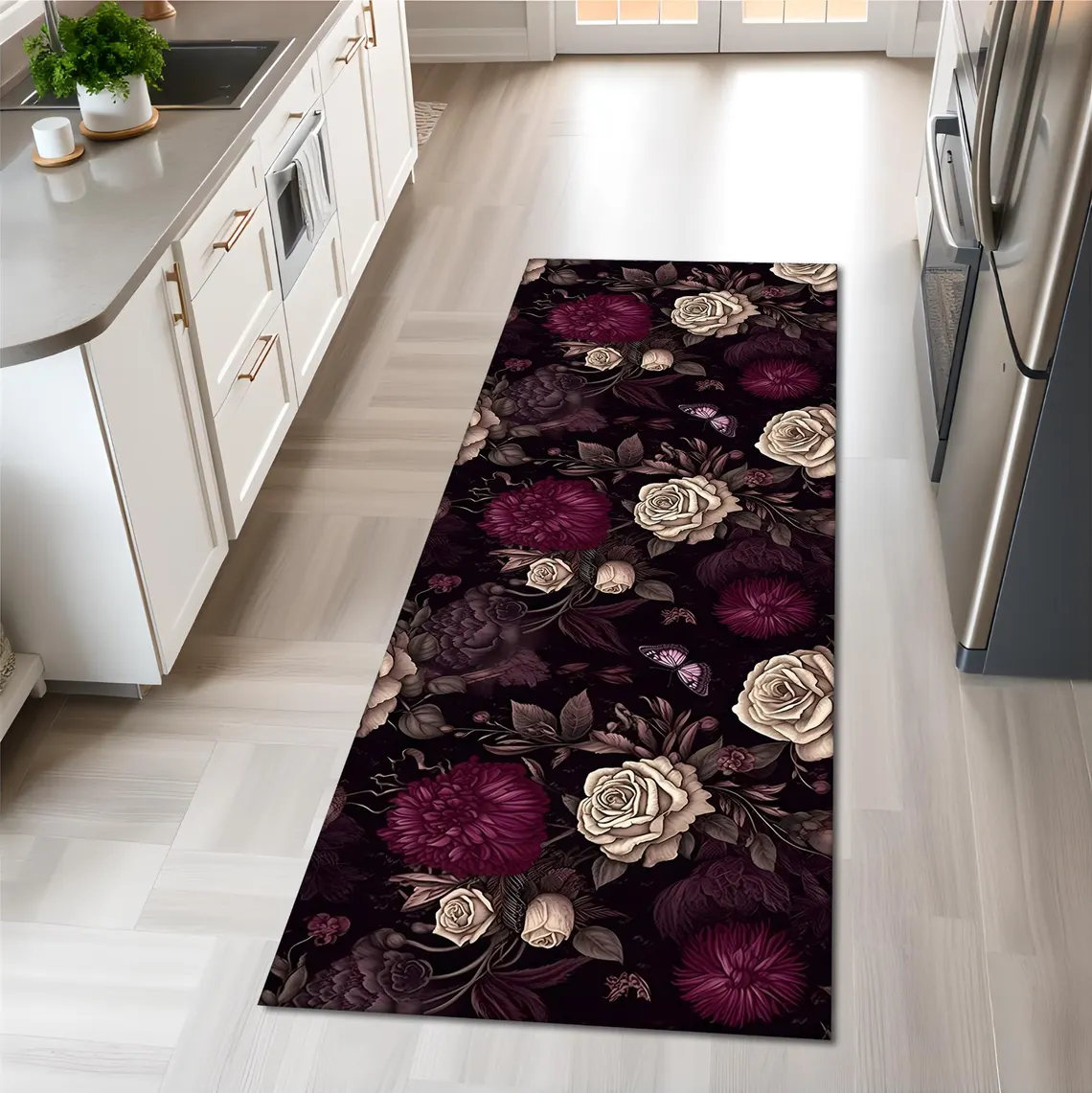 Fruit Motif Runner Rug Bright  – Commercial Kitchen Background recenzja i cena