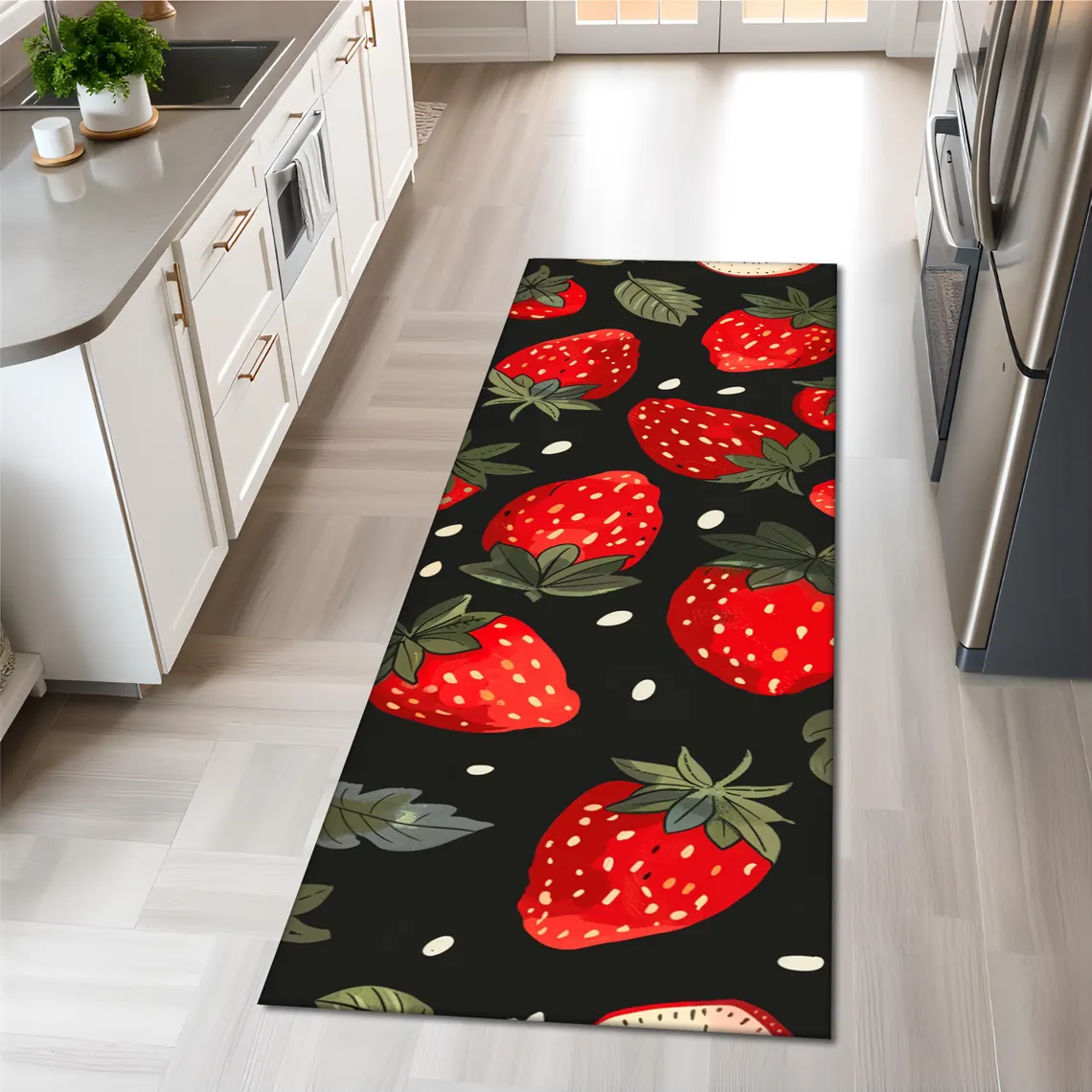 Fruit Motif Runner Rug Bright  – Commercial Kitchen Background recenzja i cena
