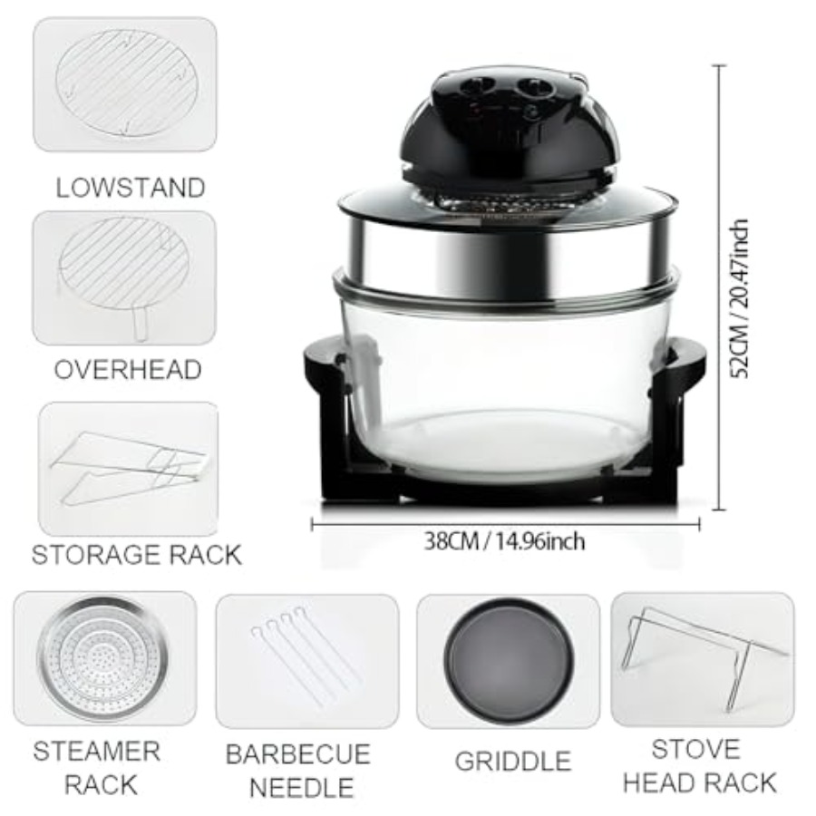 20L 8-in-1 Glass Air Fryer wit – Commercial Kitchen Pots And Pans recenzja i cena
