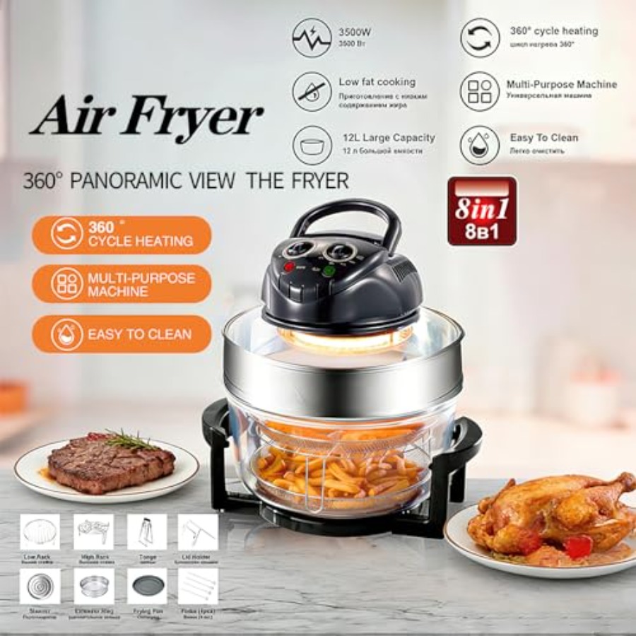 20L 8-in-1 Glass Air Fryer wit – Commercial Kitchen Pots And Pans recenzja i cena